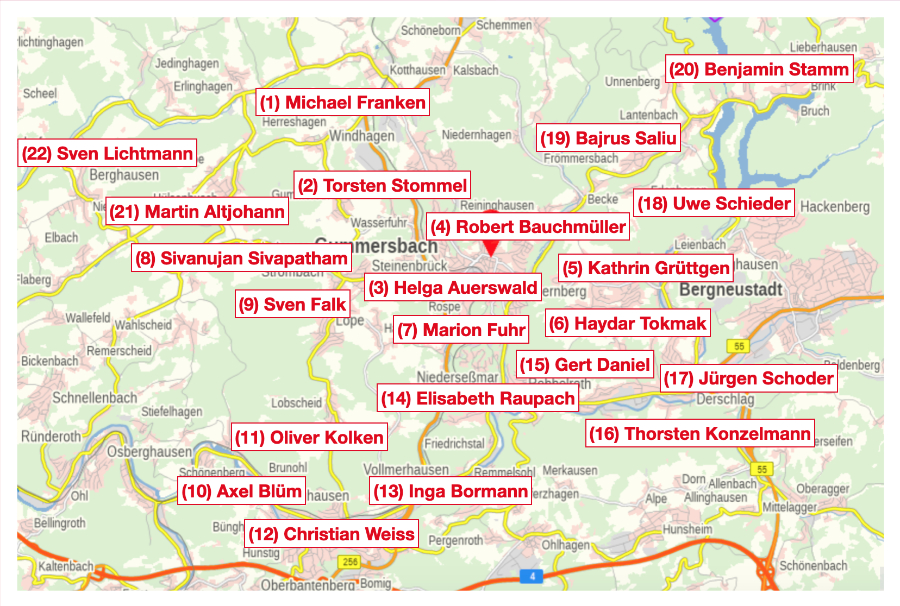 Karte Wahlbezirke und Kandidaten